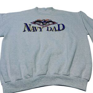 Santee Navy Dad 90’s Crewneck Eagle Sweatshirt Vtg military USA XL Grey Gray